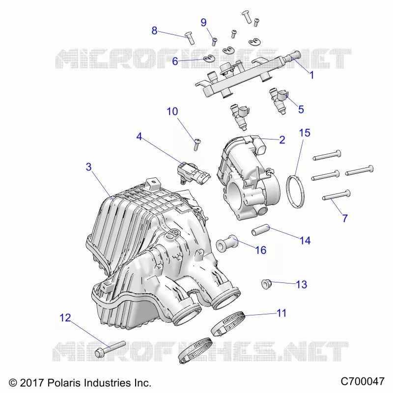 ENGINE, PRISE D'AIR MANIFOLD, THROTTLE BODY, FUEL RAIL