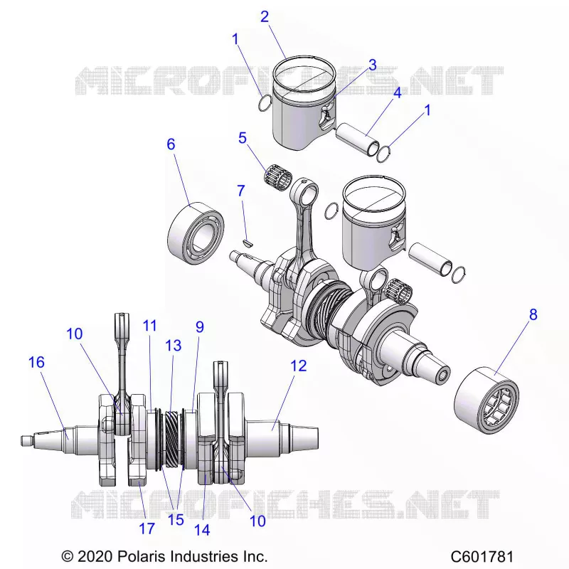 ENGINE, PISTON AND VILEBREQUIN