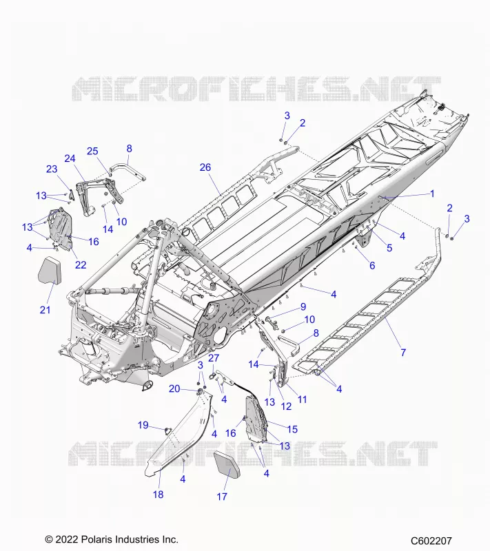 CHASSIS, PROTECTION D'EMBRAYAGE,  FOOTRESTS, AND RUNNING BOARDS