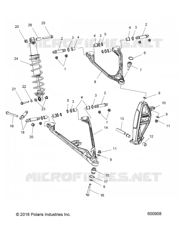 SUSPENSION, CONTROL ARMS, SPINDLE AND AMORTISSEUR MNTG.