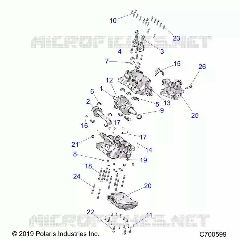 ENGINE, CRANKCASE AND VILEBREQUIN