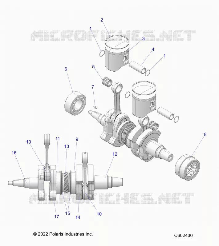 ENGINE, PISTON AND VILEBREQUIN