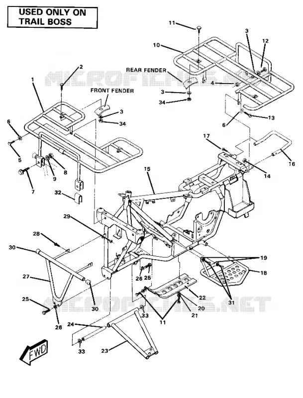 CHASSIS WITH RACKS-TRAIL BOSS (4911991199004A)