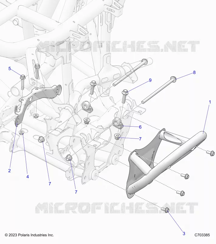 CHASSIS, FRONT GEARCASE AND SUPPORT PARE CHOCS 