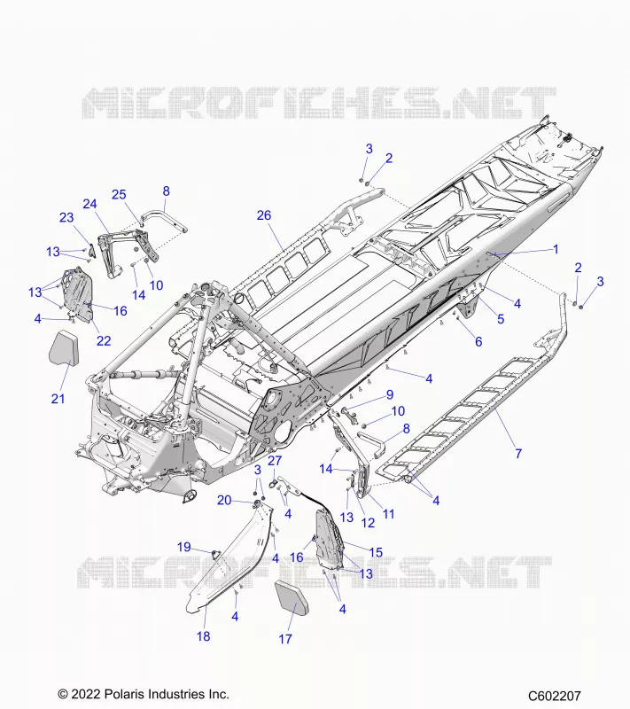 CHASSIS, PROTECTION D'EMBRAYAGE,  FOOTRESTS, AND RUNNING BOARDS