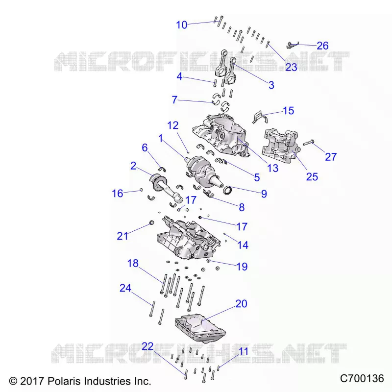 ENGINE, CRANKCASE AND VILEBREQUIN