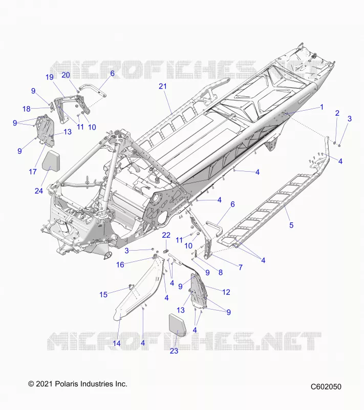 CHASSIS, PROTECTION D'EMBRAYAGE, FOOTRESTS, AND RUNNING BOARDS