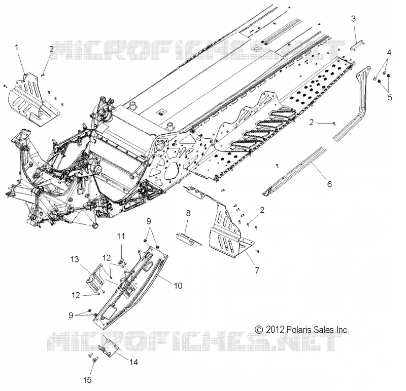 CHASSIS, PROTECTION D'EMBRAYAGE AND FOOTRESTS (144 INCH)
