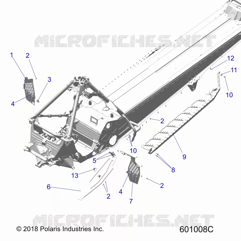 CHASSIS, PROTECTION D'EMBRAYAGE, FOOTRESTS, AND RUNNING BOARDS