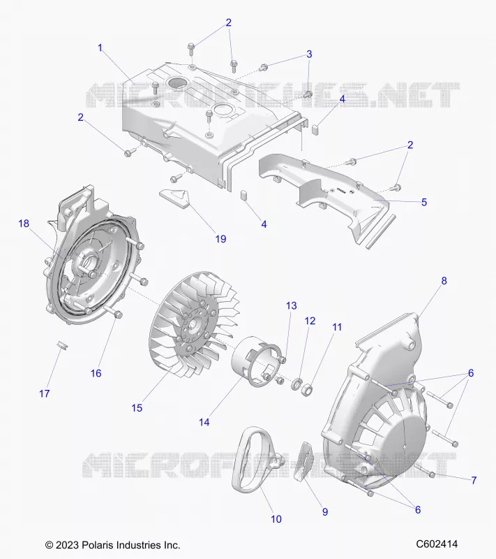 ENGINE, BLOWER HOUSING AND LANCEUR