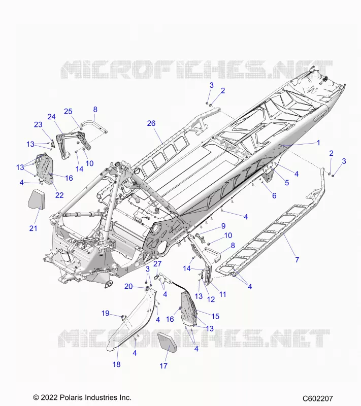 CHASSIS, PROTECTION D'EMBRAYAGE, FOOTRESTS, AND RUNNING BOARDS