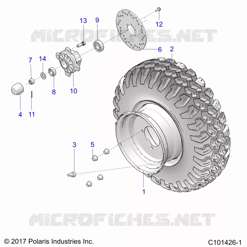 ROUES, FRONT TIRE AND BRAKE DISK