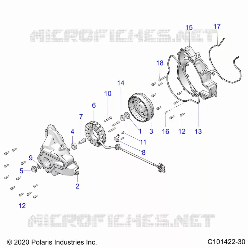 ENGINE, STATOR COVER AND FLYROUE
