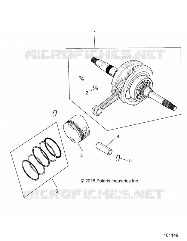 ENGINE, VILEBREQUIN, CONNECTING ROD AND PISTON