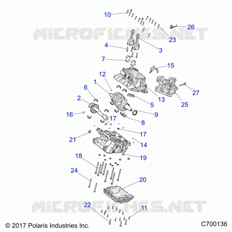 ENGINE, CRANKCASE AND VILEBREQUIN