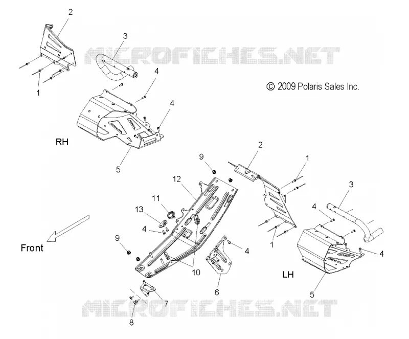 CHASSIS, PROTECTION D'EMBRAYAGE AND REPOSE PIEDS